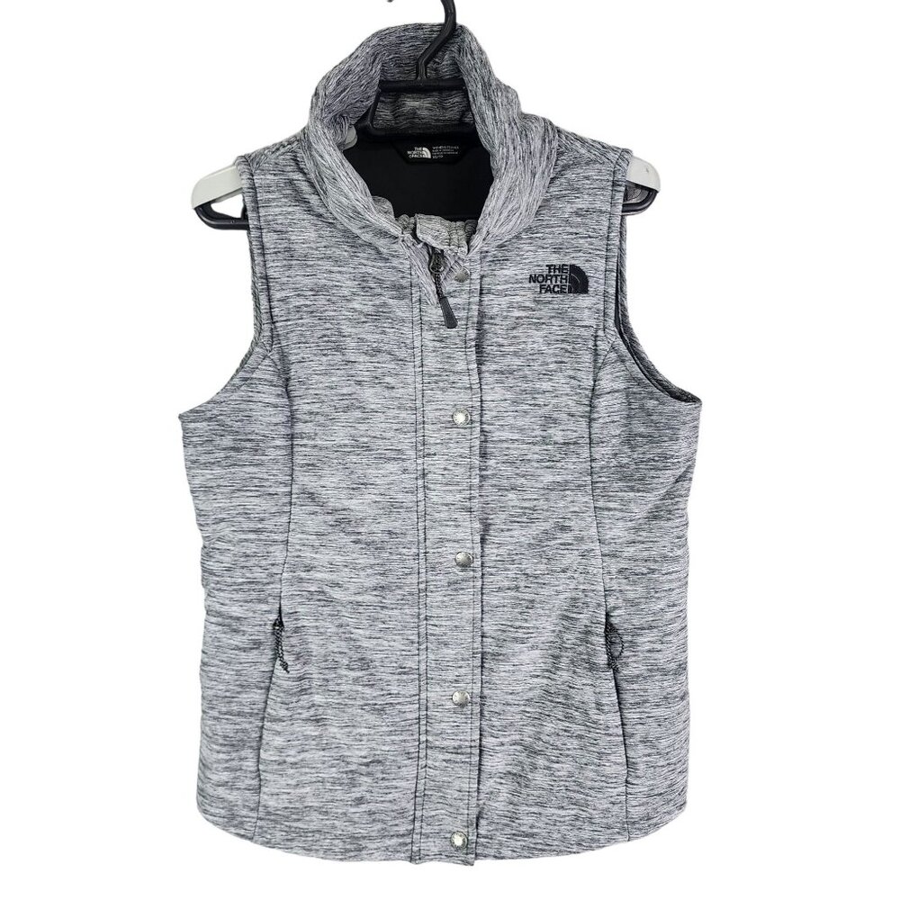 Womens Heather Grey The North Face Vest Jacket Sleeveless Full Zip Mock Neck XS